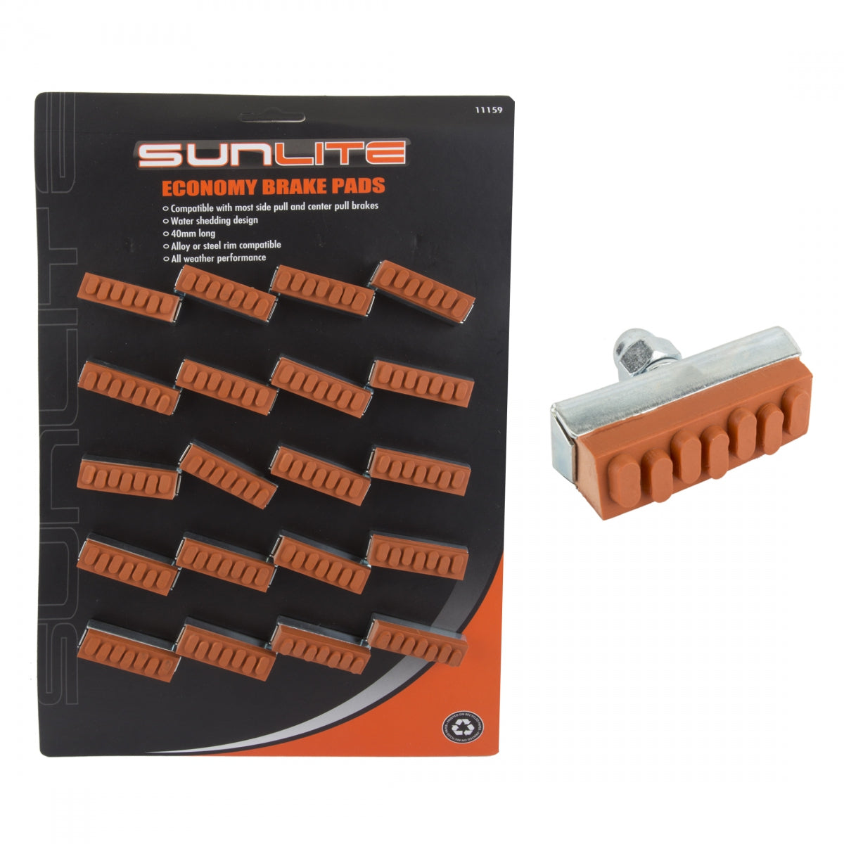 SUNLITE BRAKE SHOES SUNLT ROAD RETRO-RED CDof10pr