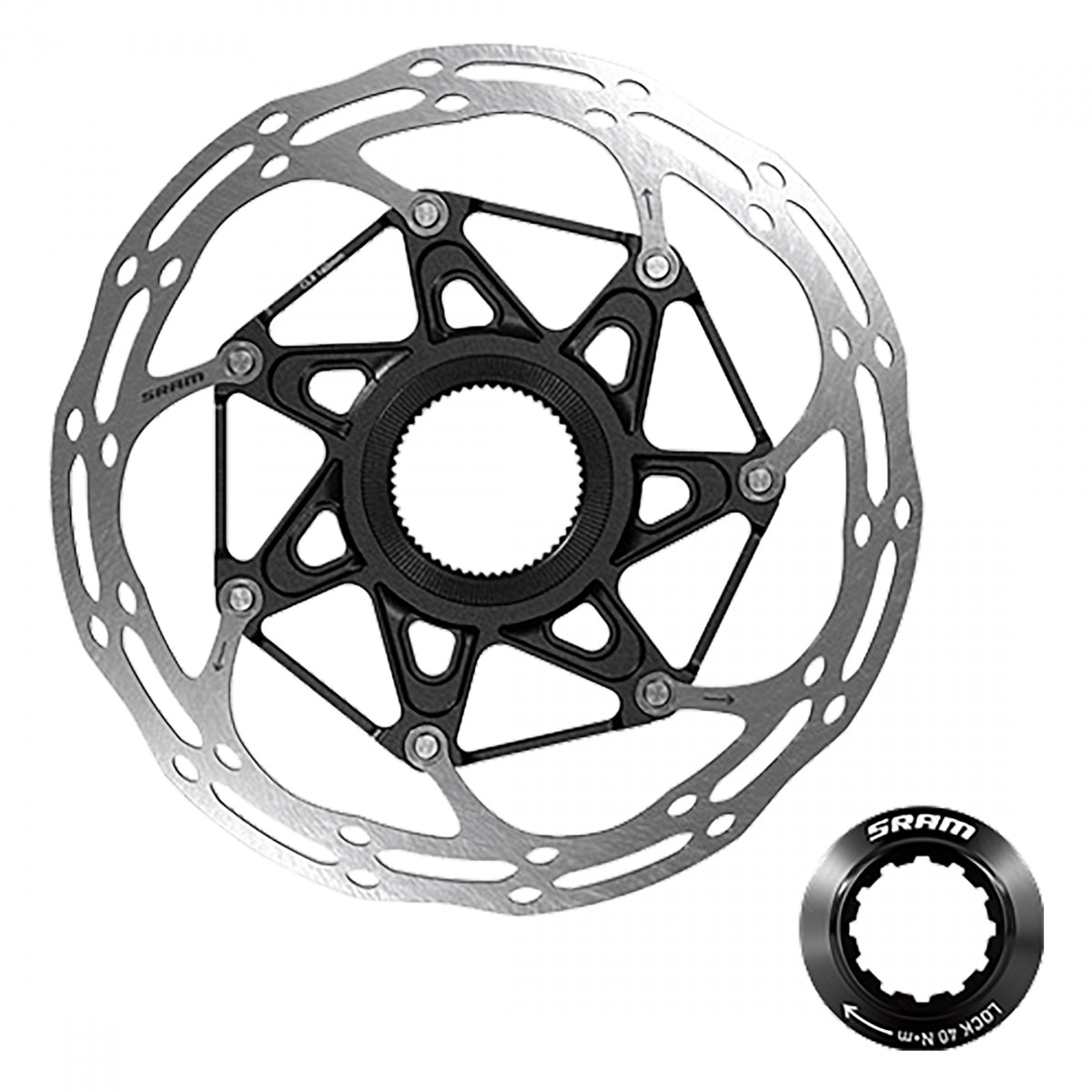 BRAKE PART SRAM DISC ROTOR 160 C-LINE CL 2-PIECE ROUNDED w/LOCK RING SL/BK
