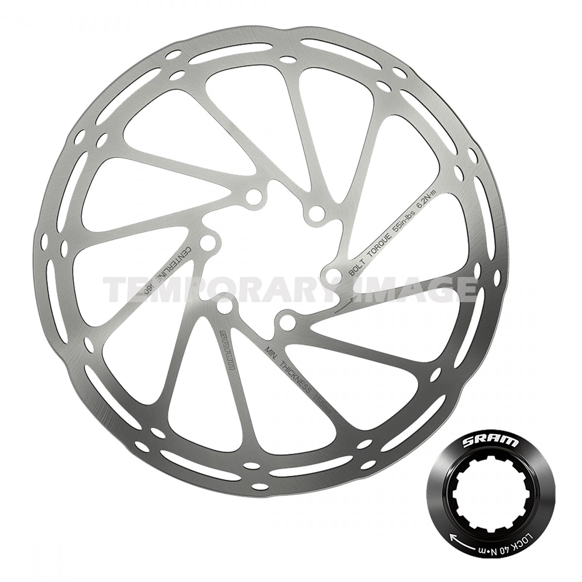 BRAKE PART SRAM DISC ROTOR 180 C-LINE CL ROUNDED w/LOCK RING SL/BK