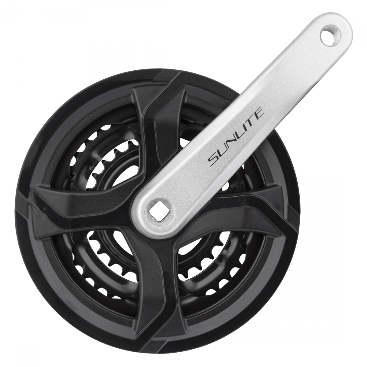 SUNLITE Crankset City 175x48/38/28 SQ 7/8s w/CG Black/Silver