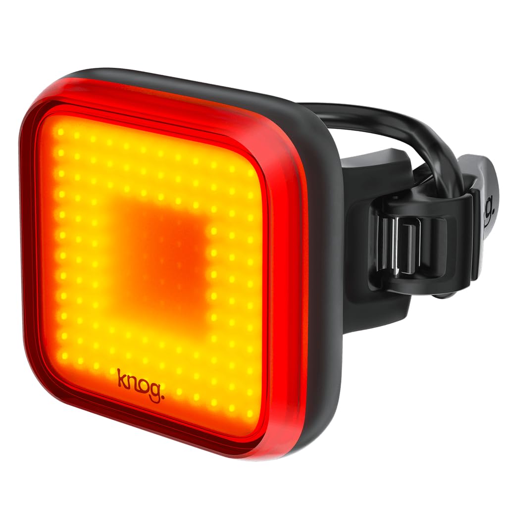 Knog Blinder Rear Bike Light - 100 Lumen USB Rechargeable Bike Tail Light – Waterproof Rear Light, 8 Modes, Fits 22-32mm Handlebars, 450m Visibility - Square Design