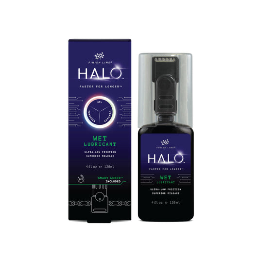 Halo Wet Bike Chain Lubricant | Premium Bicycle Care for Extended Drivetrain Performance Efficiency | Bottle with Smart Luber, 4 fl oz / 120 ml