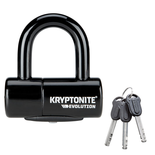 Kryptonite Evolution Bike Disc Lock, Small U-Lock 14mm Shackle with Keys, Heavy Duty Anti-Theft Bicycle Lock, High Security Mini for Powersports Motorcycles E-Bikes Scooters