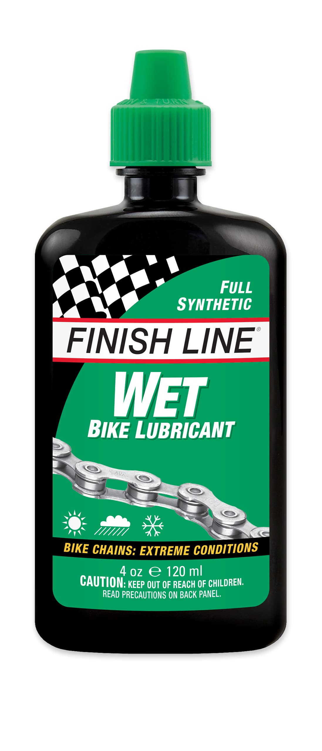 Finish Line WET Bicycle Chain Lube, 4-Ounce Drip Squeeze Bottle