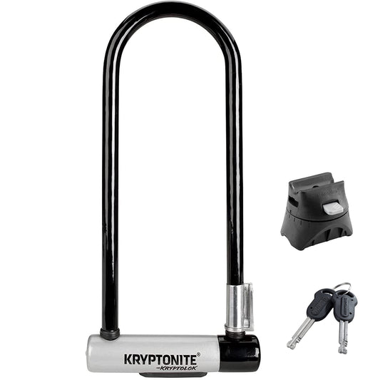 Kryptonite Kryptolok Bike U-Lock, Heavy Duty Anti-Theft Bicycle Lock Sold Secure Gold, 12.7mm Long Shackle with Mounting Bracket and Keys, Ultimate Security Lock for Bicycles E-Bikes Scooters