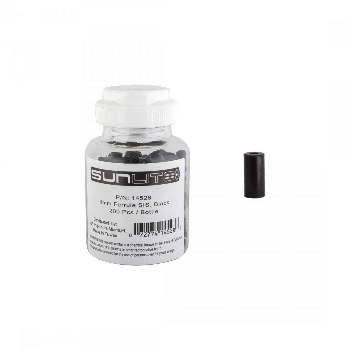 SUNLITE Cable Ferrule 5mm SIS Black Bottle of 200