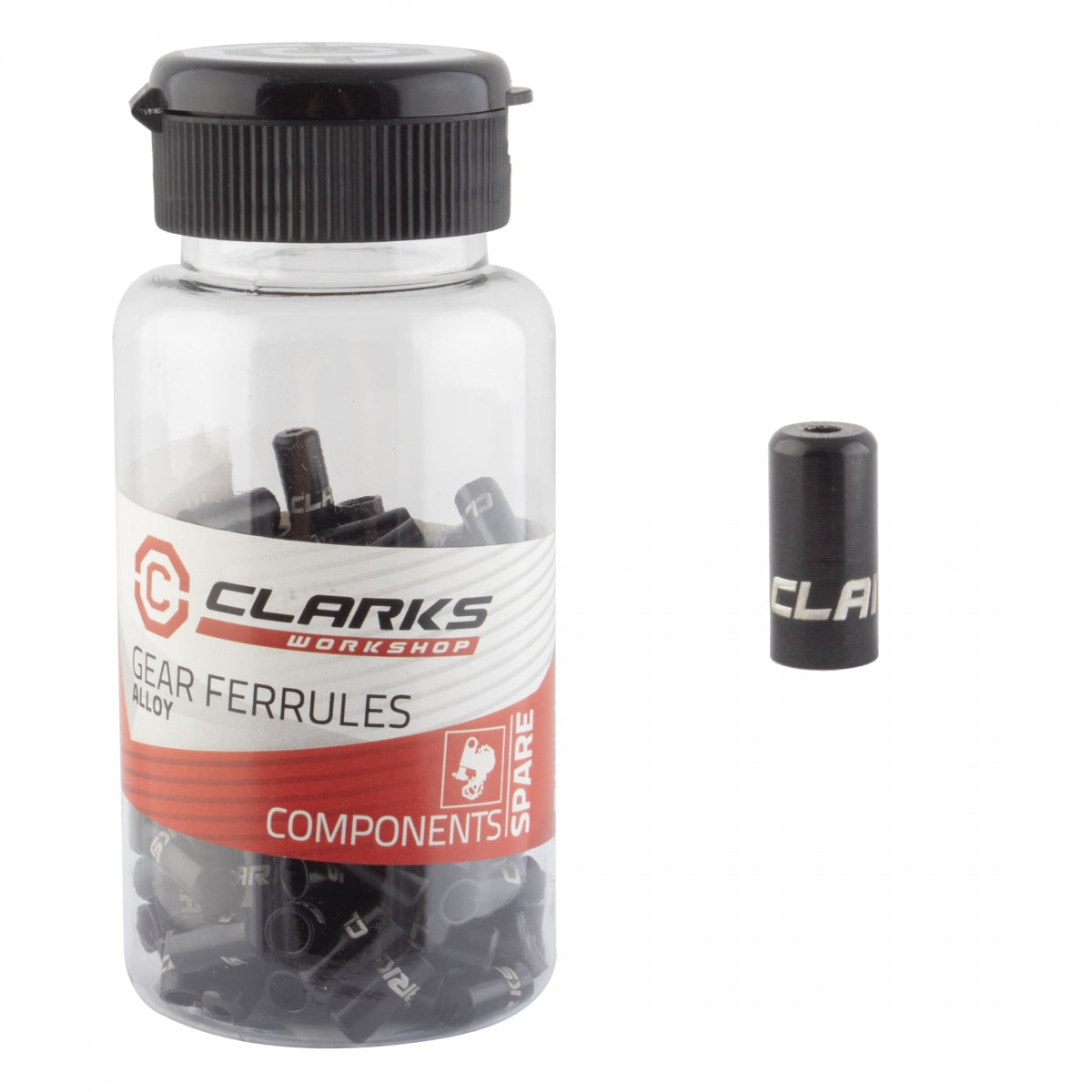 CLARKS Cable Ferrule 4mm Gear Alloy Bottle of 150 Black (O)