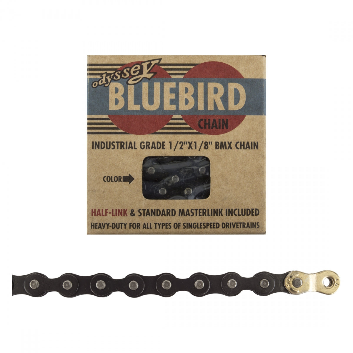 ODYSSEY Chain 1/2x1/8 Bluebird 1s Black w/1/2LINK