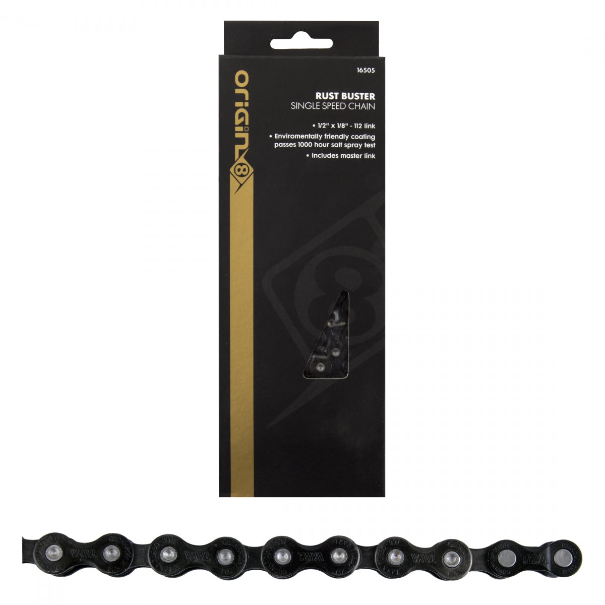 ORIGIN8 Chain 1/2x1/8 Rust Buster 1s Black 116L w/Master Link