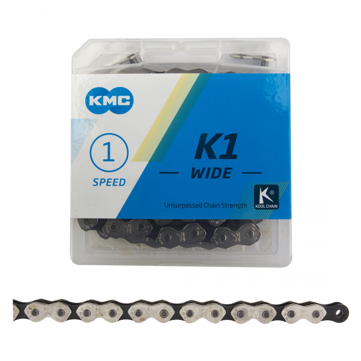 KMC Chain 1/2x1/8 K1 Wide 1s Silver/Black 112L