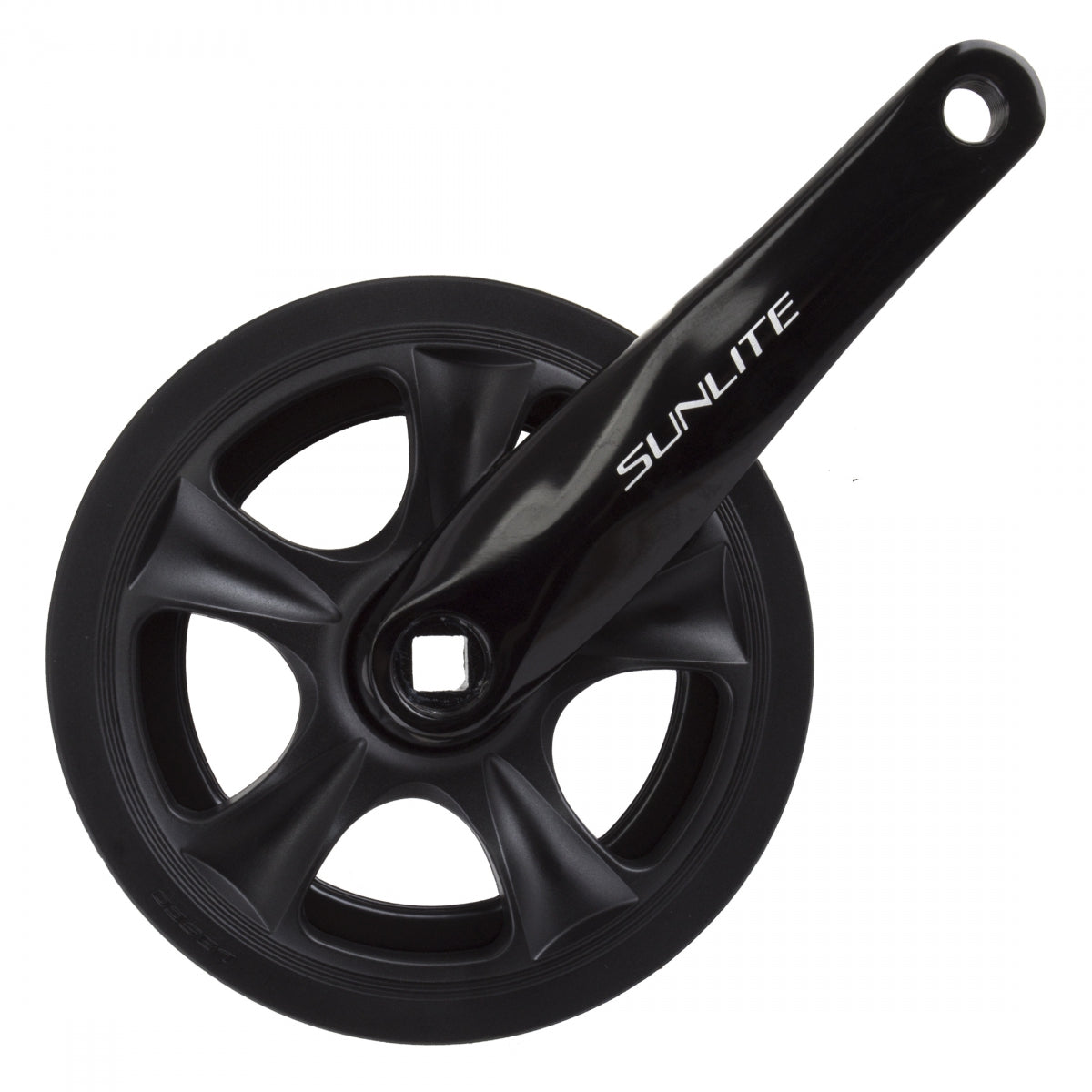 SUNLITE Crankset Inner City 38x165 3/32 SQ Black/Black Steel Ring w/Chainguard