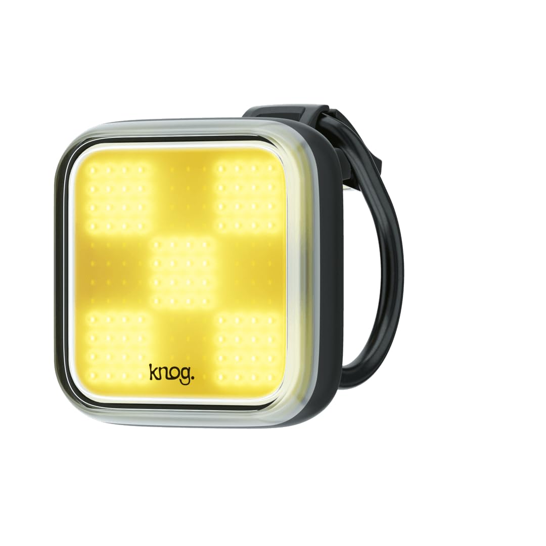 Knog Blinder Front Bike Light - 200 Lumen Rechargeable Bicycle Light - Bright LED Bike Headlight with Integrated USB Charging, 8 Light Modes, IP67 Waterproof, Fits 22-32mm Handlebars - Grid Design