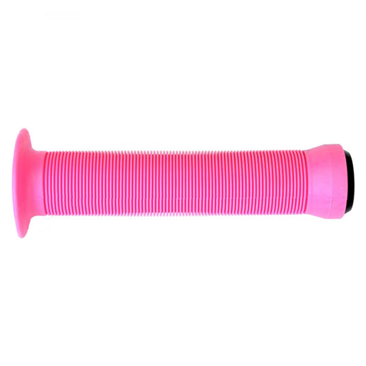 Black Ops Circle Bicycle Grips – Classic Ribbed BMX Handlebar Grips with Flange – 145mm – Includes End Plugs – Tool-Free Installation – Pink