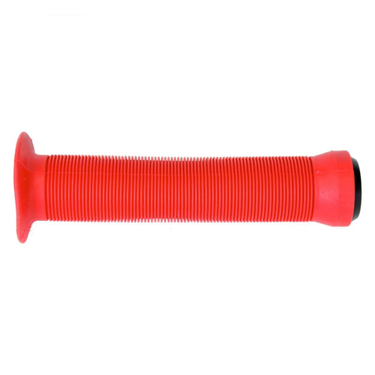 Black Ops Circle Bicycle Grips – Classic Ribbed BMX Handlebar Grips with Flange – 145mm – Includes End Plugs – Tool-Free Installation – Red