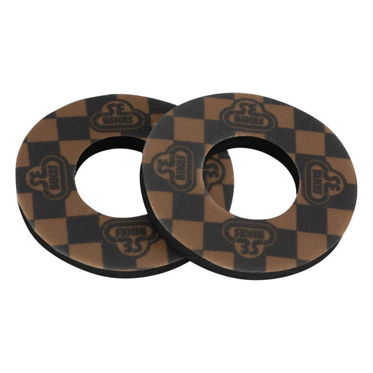 SE Racing CHECKERBOARD old school BMX bicycle foam grip donuts BLACK/GOLD
