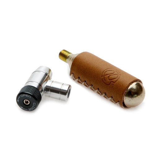 Portland Design Works Shiny Object CO2 Inflator - Bike Tire Inflator, Bicycle Accessories, Inflator with Leather Sleeve and 16g Cartridge