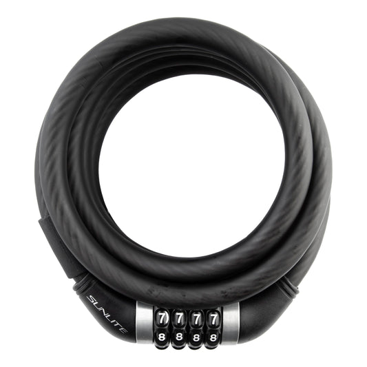 Sunlite Resettable Combo Cable Lock, 12mm x 6 ft., Black