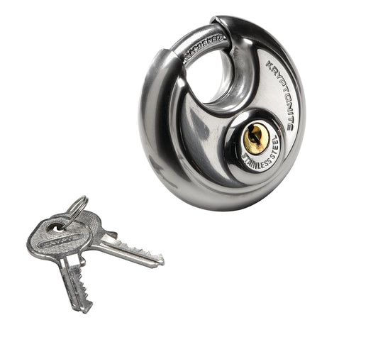 Kryptonite Keyed Padlock, Stainless Steel Heavy Duty Lock with Keys, High Security Waterproof Keyed Lock for Outdoor Use, Gym Locker, Sheds, Fence, Toolbox, Storage Unit,Silver