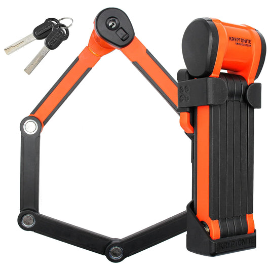 Kryptonite Evolution 790 Folding Bike Lock, Compact Lightweight High Security Anti-Theft Foldable Bicycle Lock with 2 Keys and Mount for E-Bikes Scooter Road Mountain Bikes, 90cm (35 in) Orange